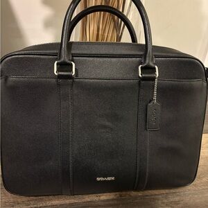 Coach Black Textured Leather Briefcase